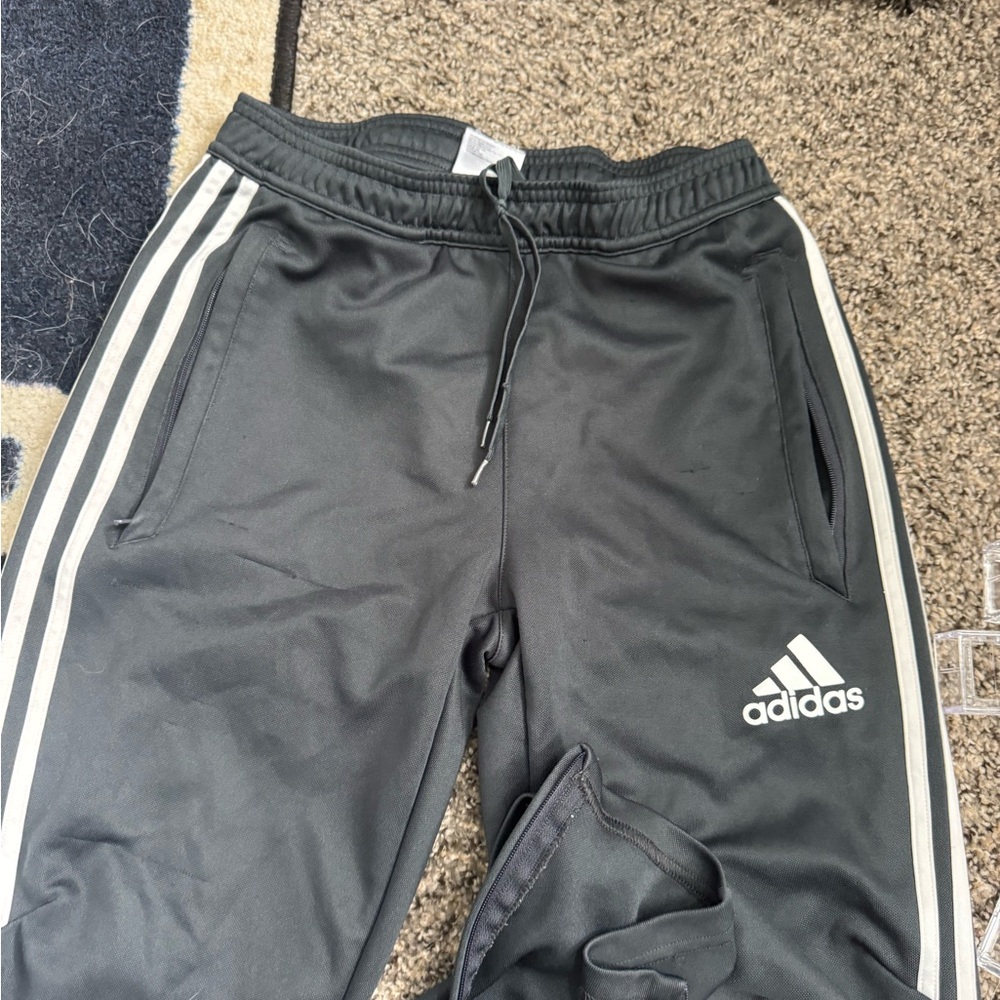 Adidas Black Sweatpants with Signature Stripes